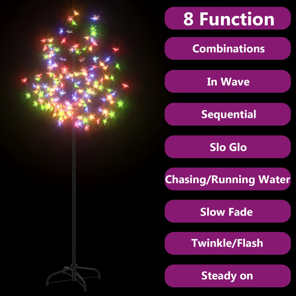 vidaXL Christmas Tree 120 LEDs Colourful Light Cherry Blossom 150 cm