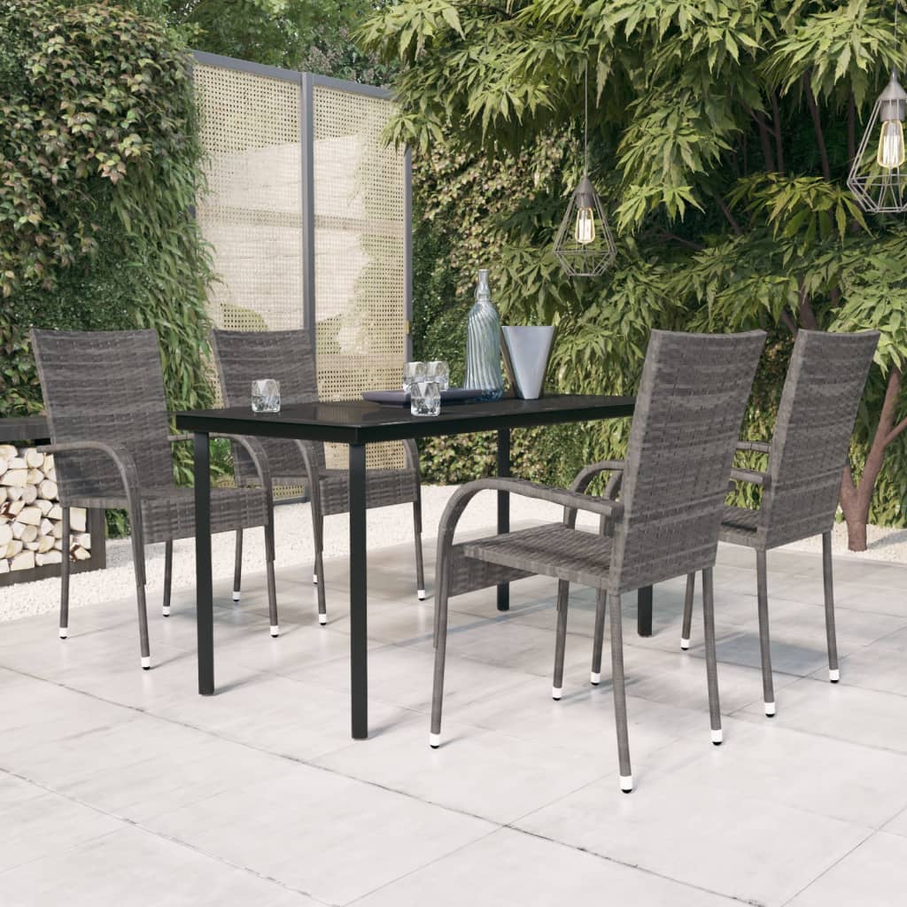 vidaXL 5 Piece Garden Dining Set Grey and Black