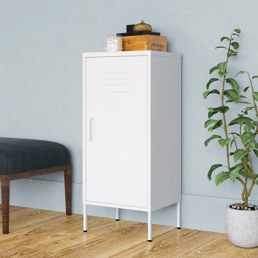 vidaXL Storage Cabinet White 42.5x35x101.5 cm Steel