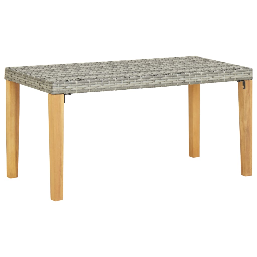 vidaXL Garden Bench 120 cm Grey Poly Rattan and Solid Acacia Wood