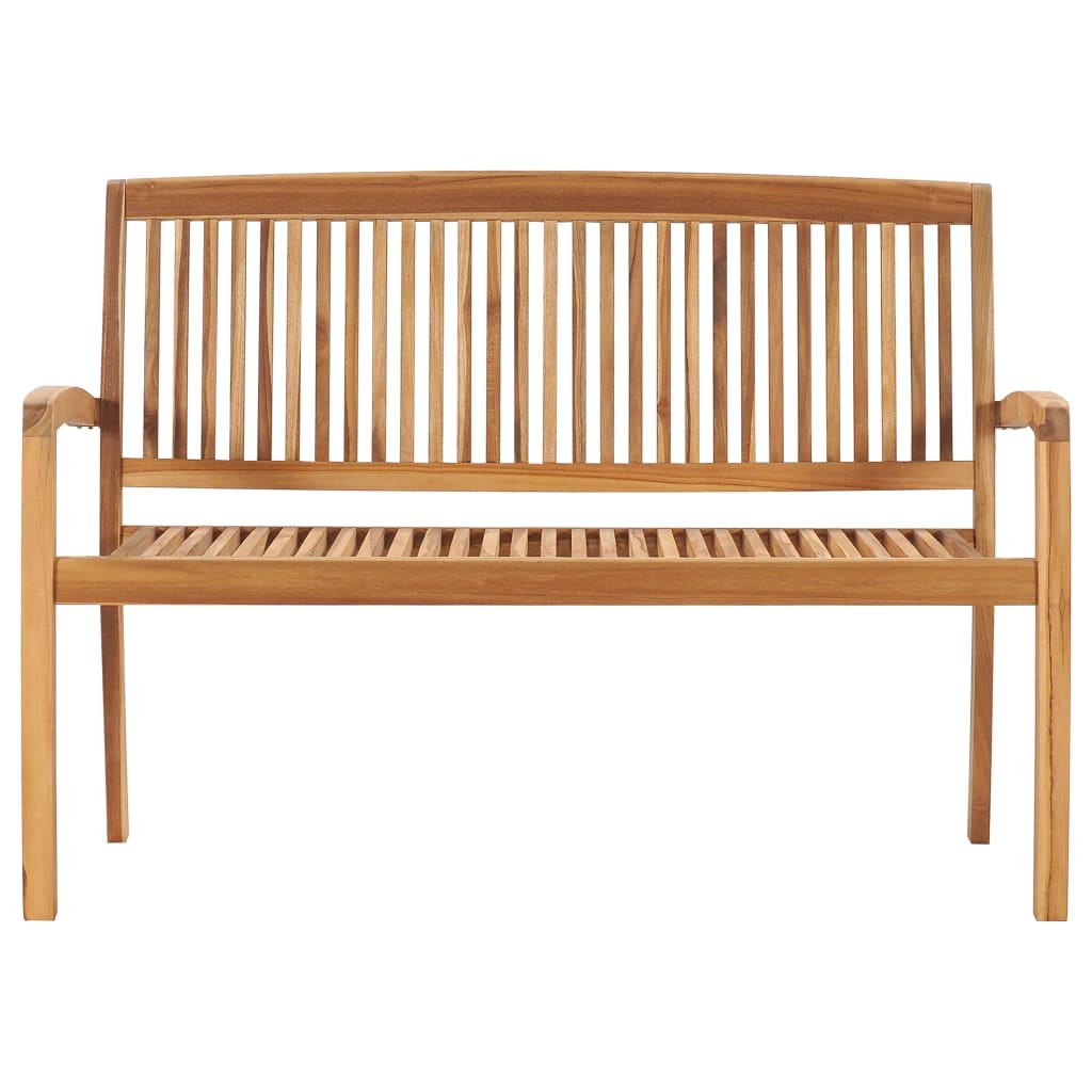 vidaXL Stacking Garden Bench with Cushion 128.5 cm Solid Teak Wood