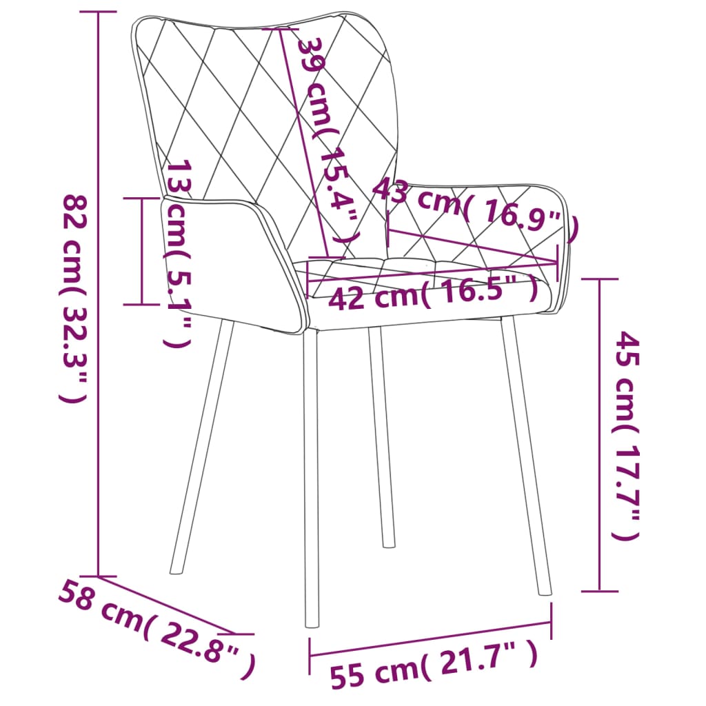 vidaXL Dining Chairs 2 pcs Dark Grey Fabric