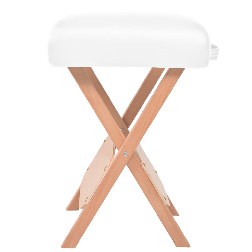vidaXL Folding Massage Stool with 12 cm Thick Seat & 2 Bolsters White