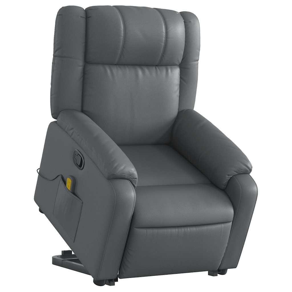 vidaXL Stand up Massage Recliner Chair Grey Faux Leather