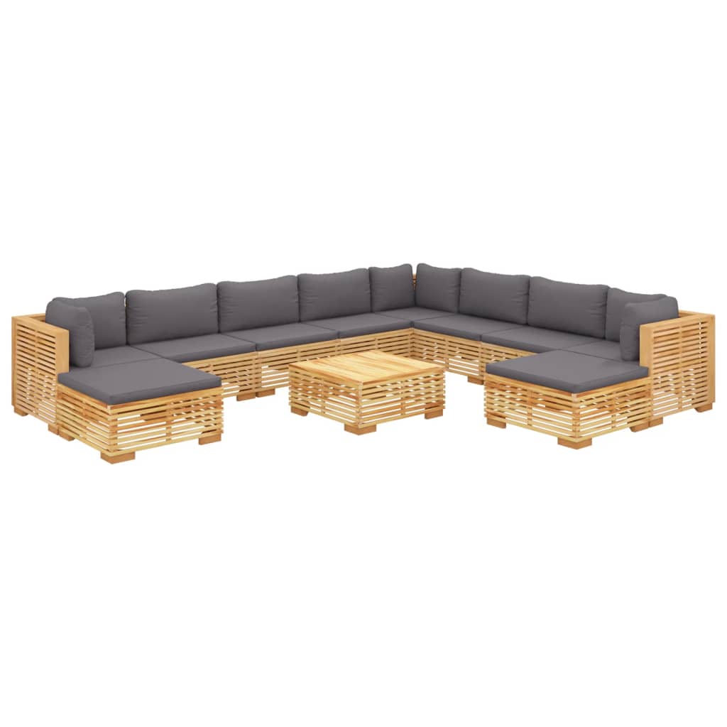 vidaXL 11 Piece Garden Lounge Set with Cushions Solid Teak Wood