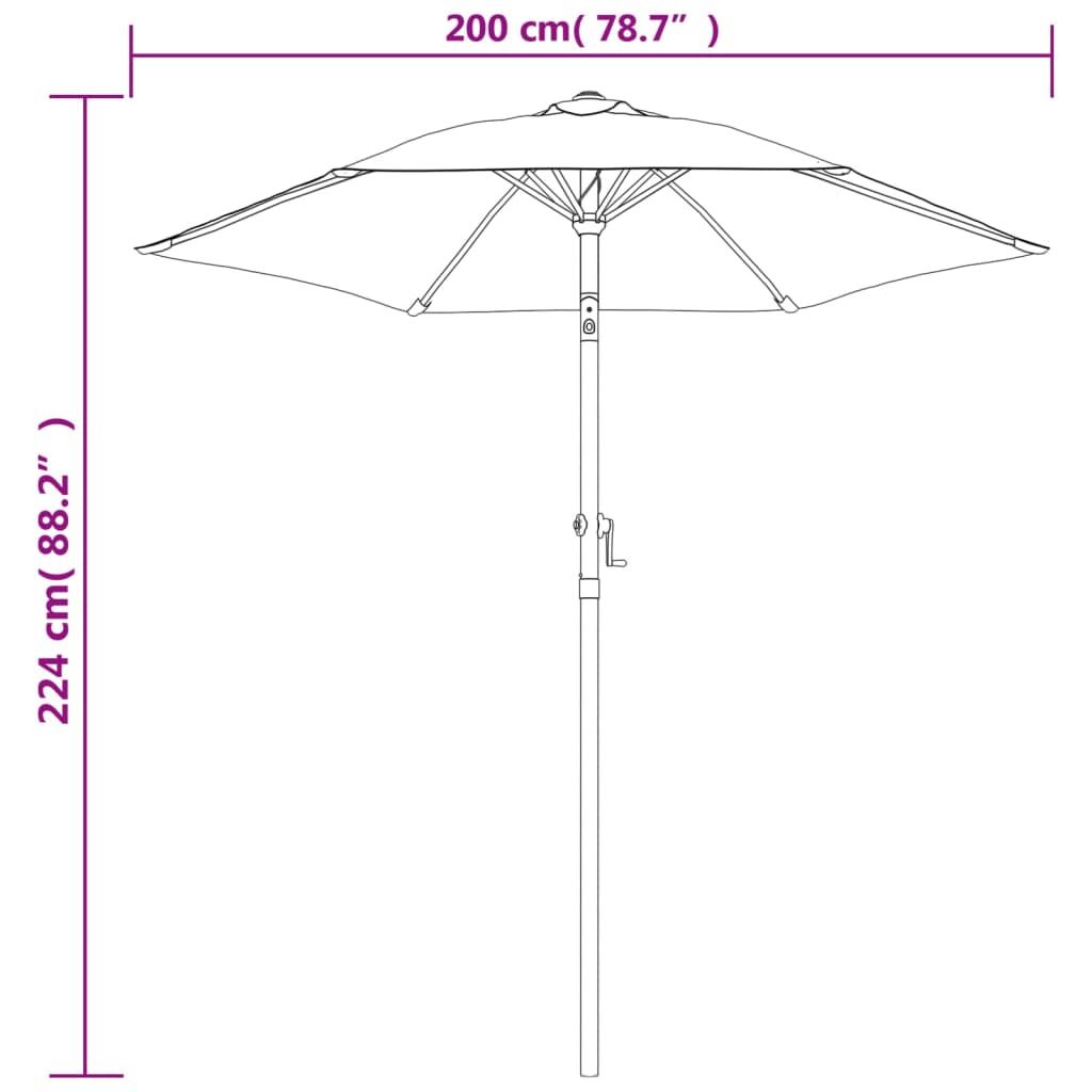 vidaXL Garden Parasol Burgundy 200x224 cm Aluminium