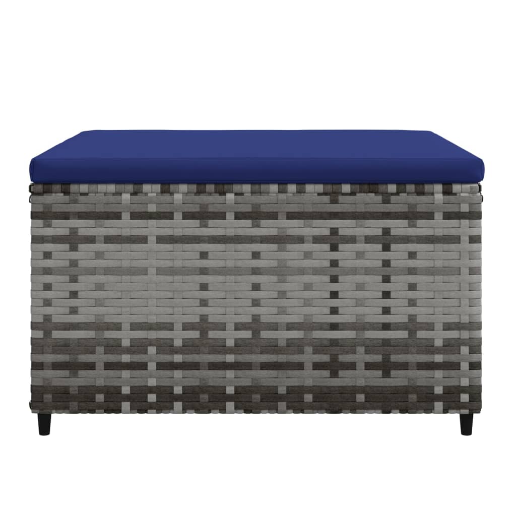 vidaXL Garden Footrests with Cushions 2 pcs Grey Poly Rattan