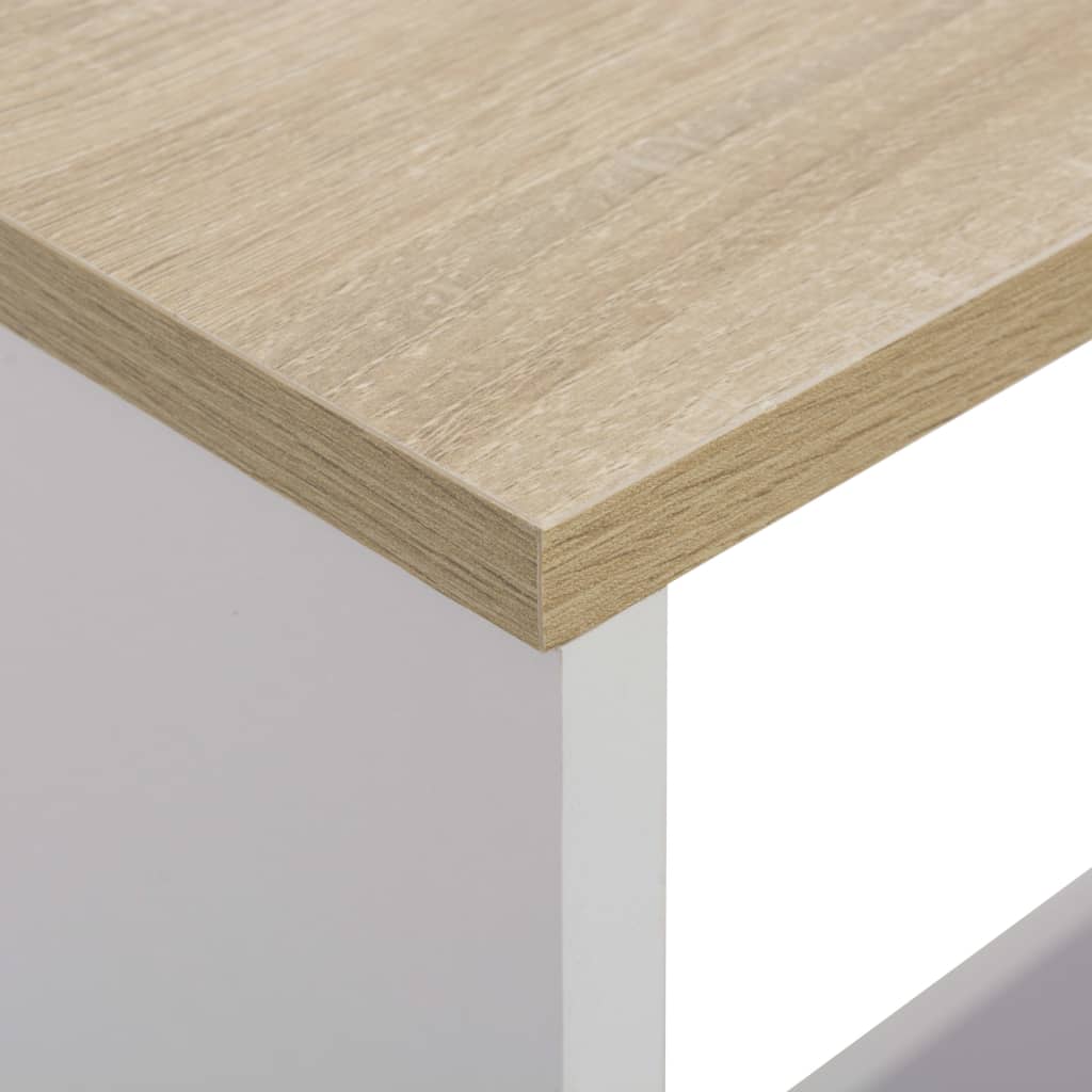 vidaXL Bar Table with 2 Table Tops White and Oak 130x40x120 cm