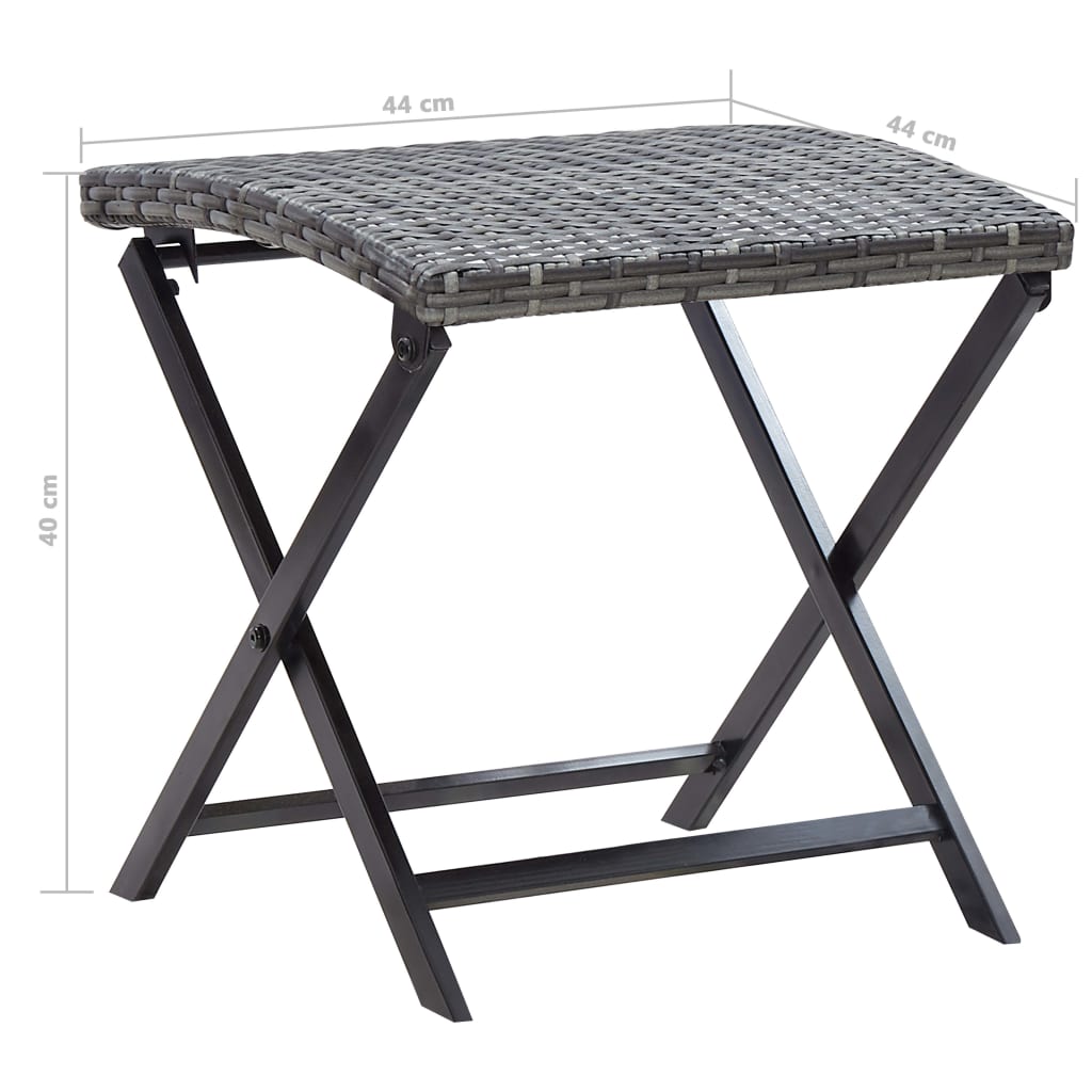 vidaXL Folding Stool Poly Rattan Grey