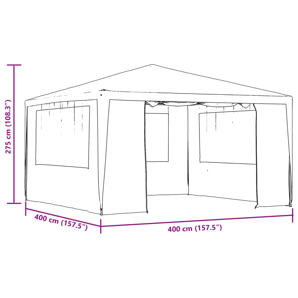 vidaXL Professional Party Tent with Side Walls 4x4 m Anthracite 90 g/m?