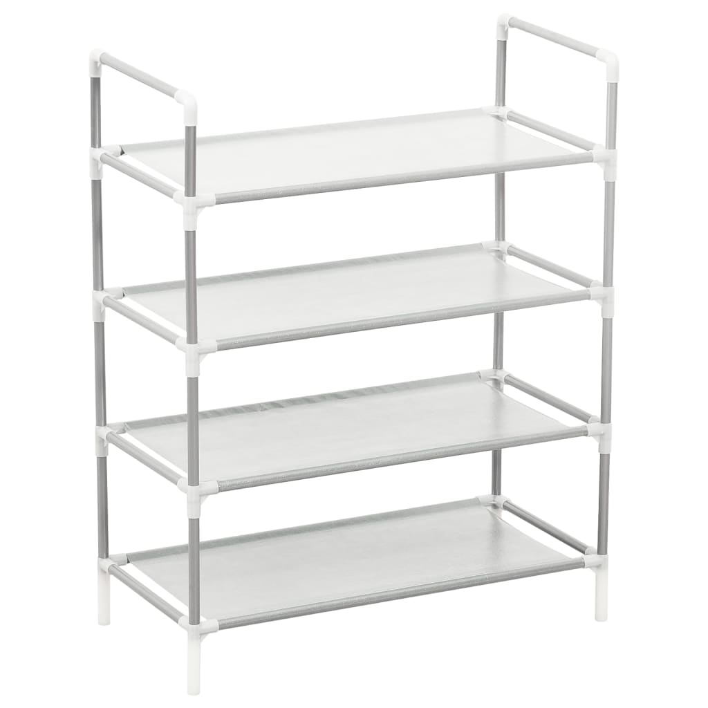 vidaXL Shoe Rack with 4 Shelves Metal and Non-woven Fabric Silver