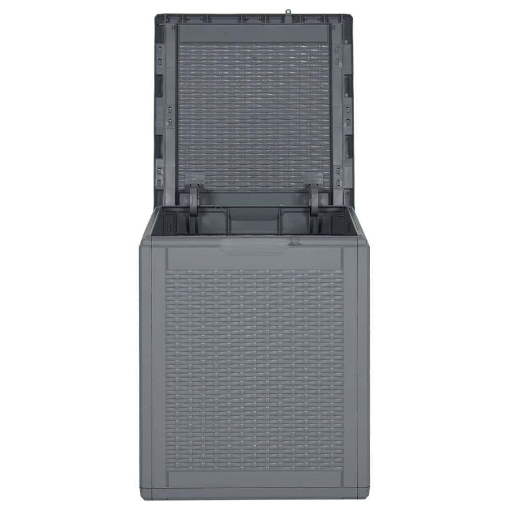 vidaXL Garden Storage Box Grey PP Rattan 90 L