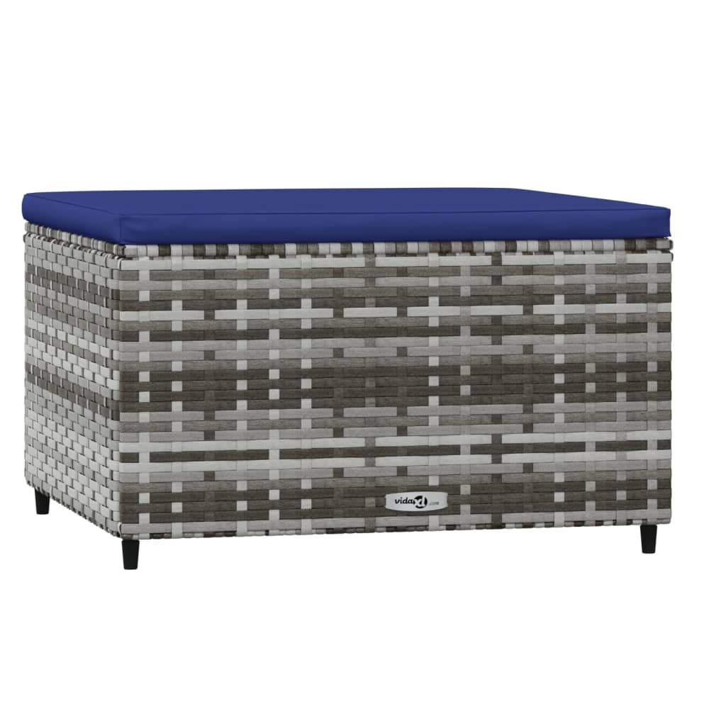 vidaXL Garden Footrests with Cushions 2 pcs Grey Poly Rattan