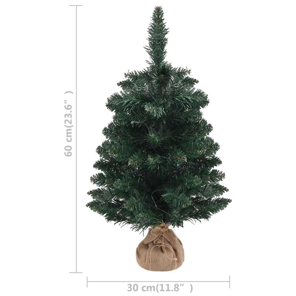 vidaXL Artificial Pre-lit Christmas Tree with Stands Green 60 cm PVC