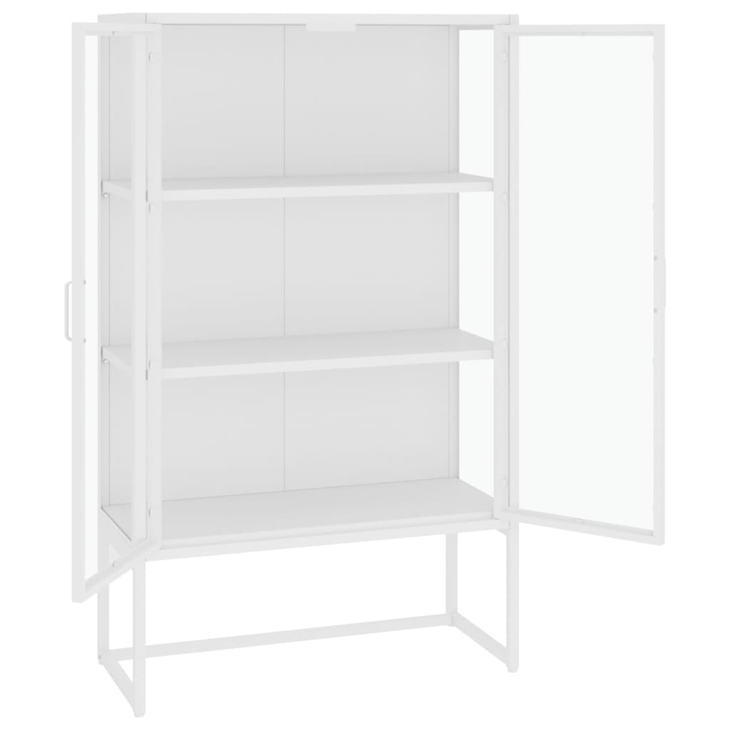 vidaXL Highboard White 80x35x135 cm Steel and Tempered Glass