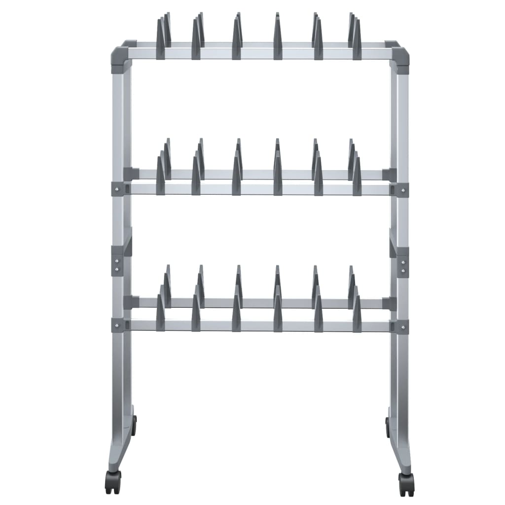 vidaXL Shoe Rack with Wheels Silver 66x27x100 cm