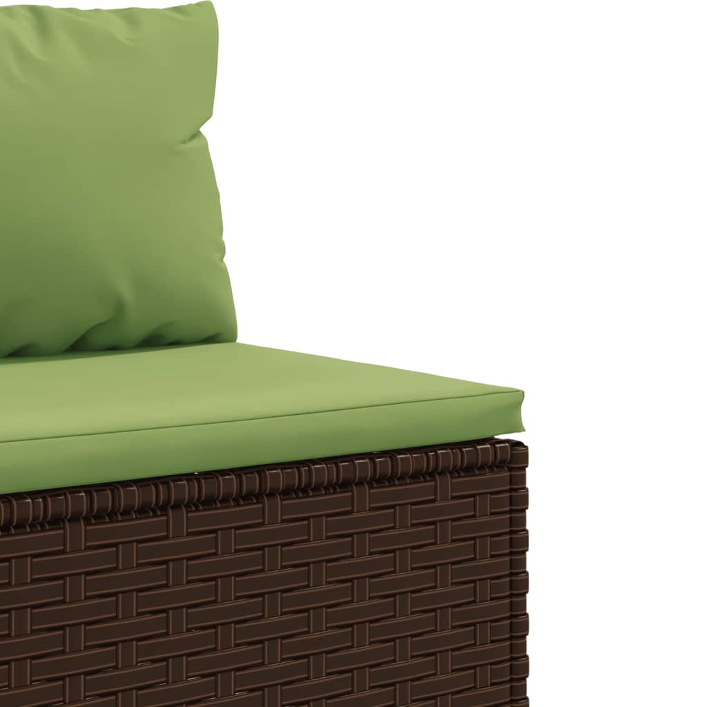 vidaXL 6 Piece Garden Lounge Set with Cushions Brown Poly Rattan