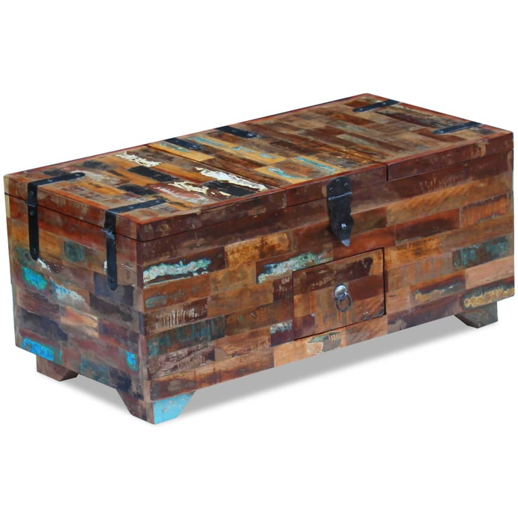 vidaXL Coffee Table Box Chest Solid Reclaimed Wood 80x40x35 cm