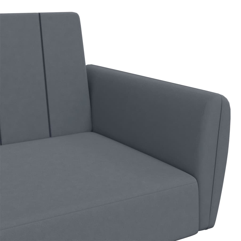 vidaXL 2-Seater Sofa Bed with Footstool Dark Grey Velvet