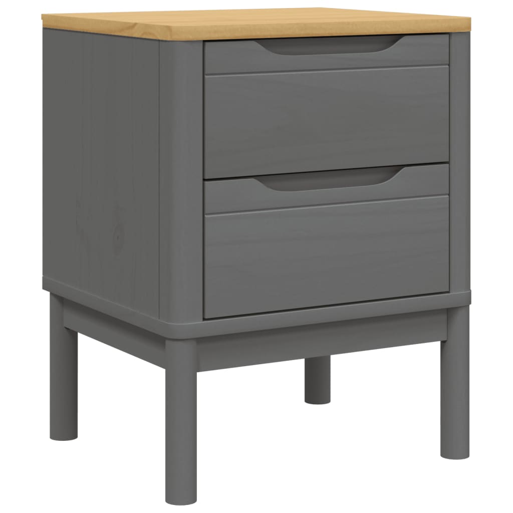 vidaXL Bedside Cabinet FLORO Grey 45x39x57 cm Solid Wood Pine