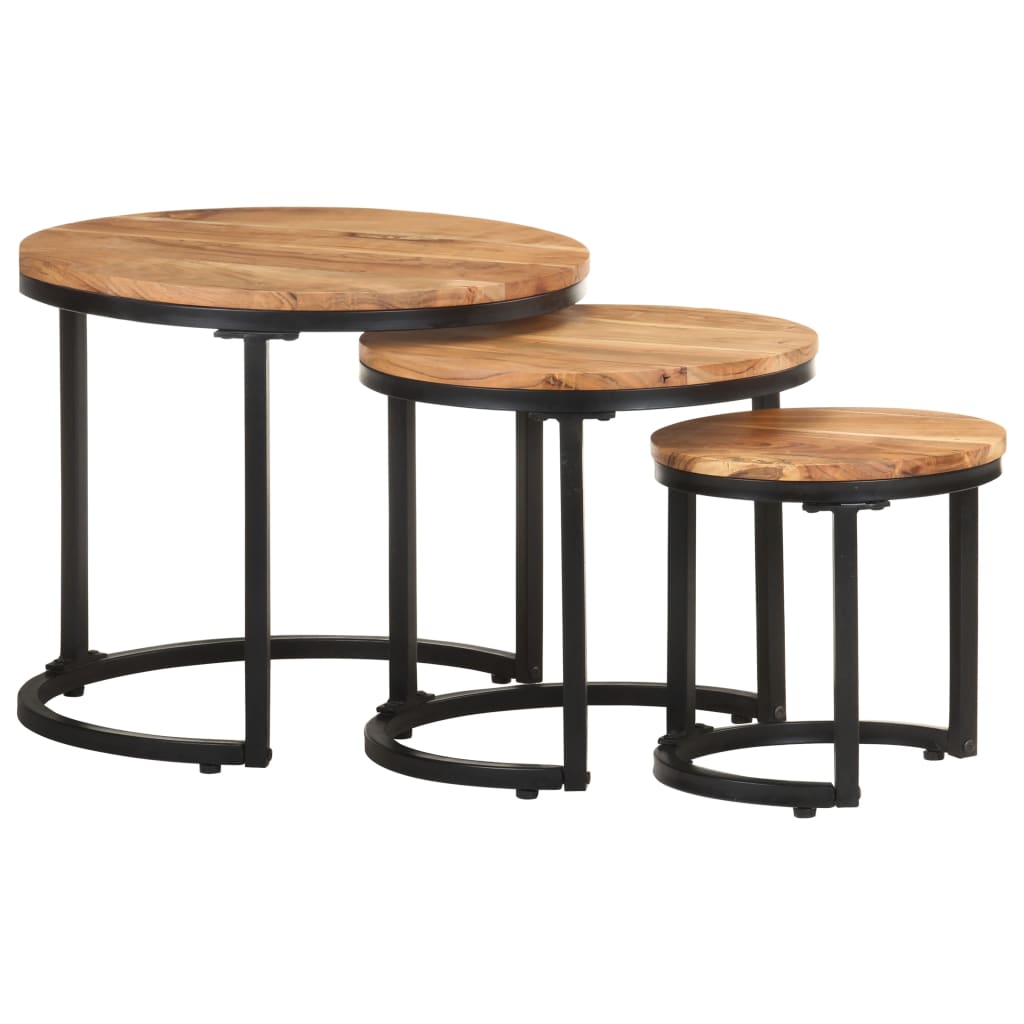 vidaXL Side Tables 3 pcs Solid Acacia Wood