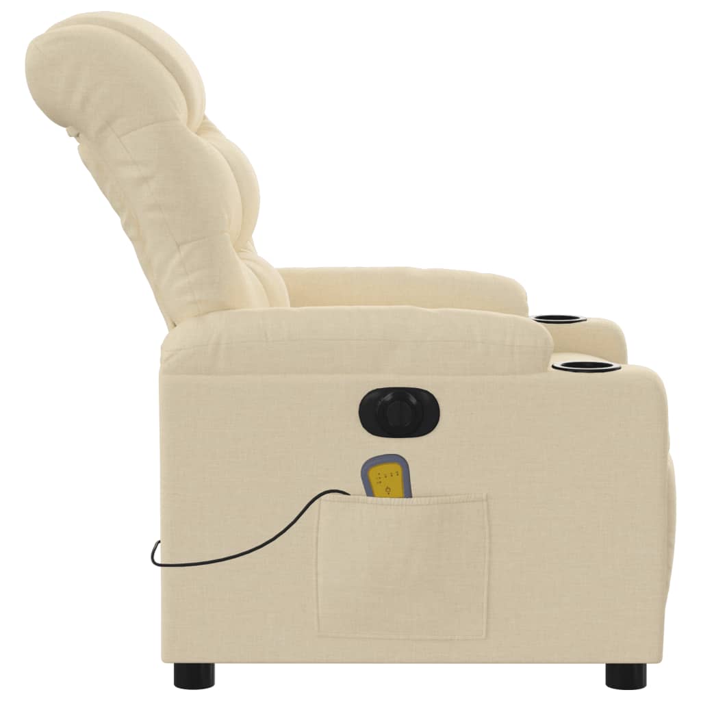 vidaXL Electric Massage Recliner Chair Cream Fabric