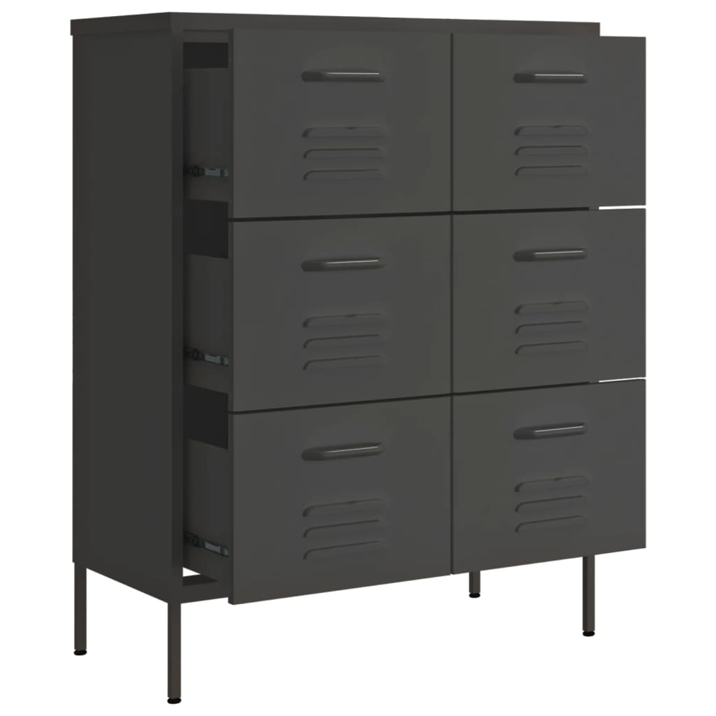 vidaXL Drawer Cabinet Anthracite 80x35x101.5 cm Steel