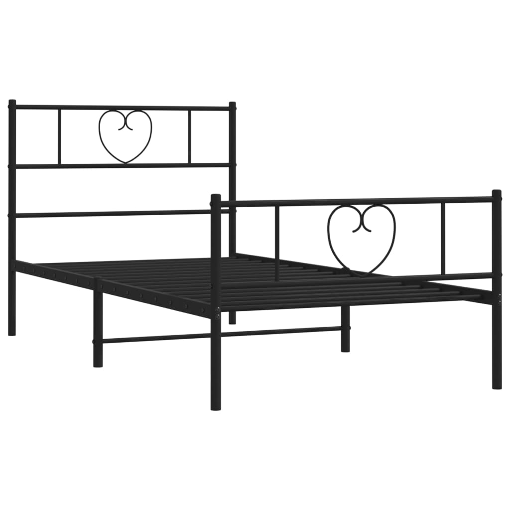 vidaXL Metal Bed Frame without Mattress with Footboard Black 100x200 cm