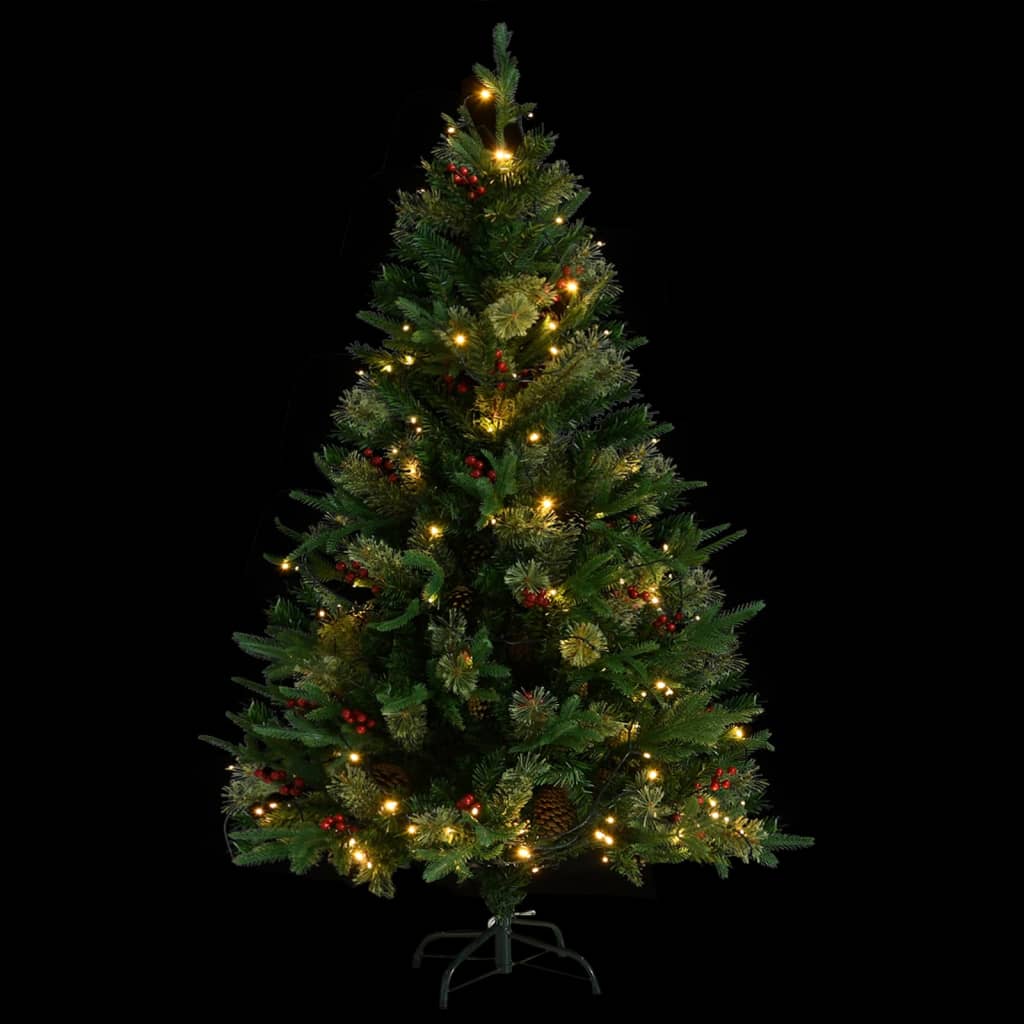 vidaXL Pre-lit Christmas Tree with Pine Cones Green 120 cm PVC with PE