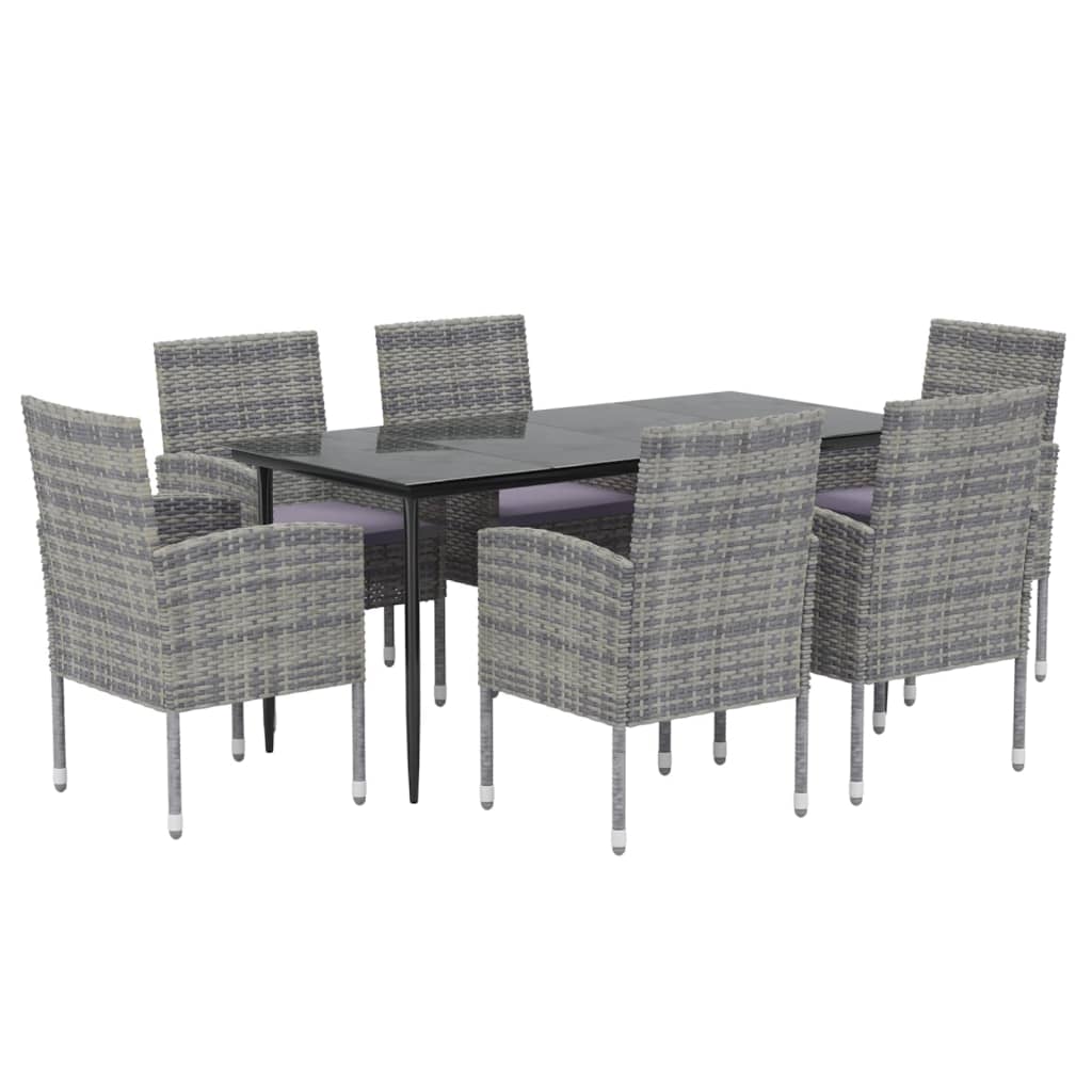 vidaXL 7 Piece Garden Dining Set with Cushions Anthracite Poly Rattan