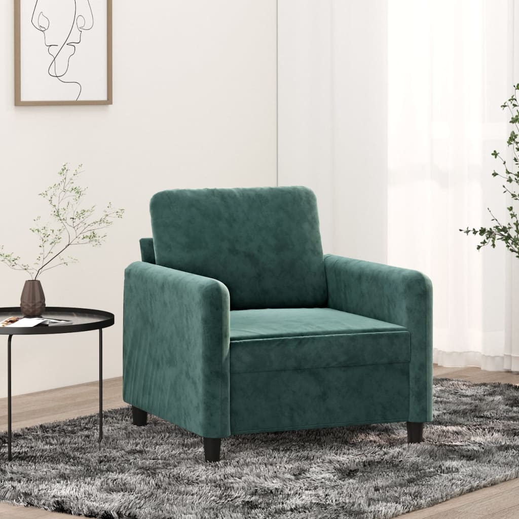 vidaXL Sofa Chair Dark Green 60 cm Velvet