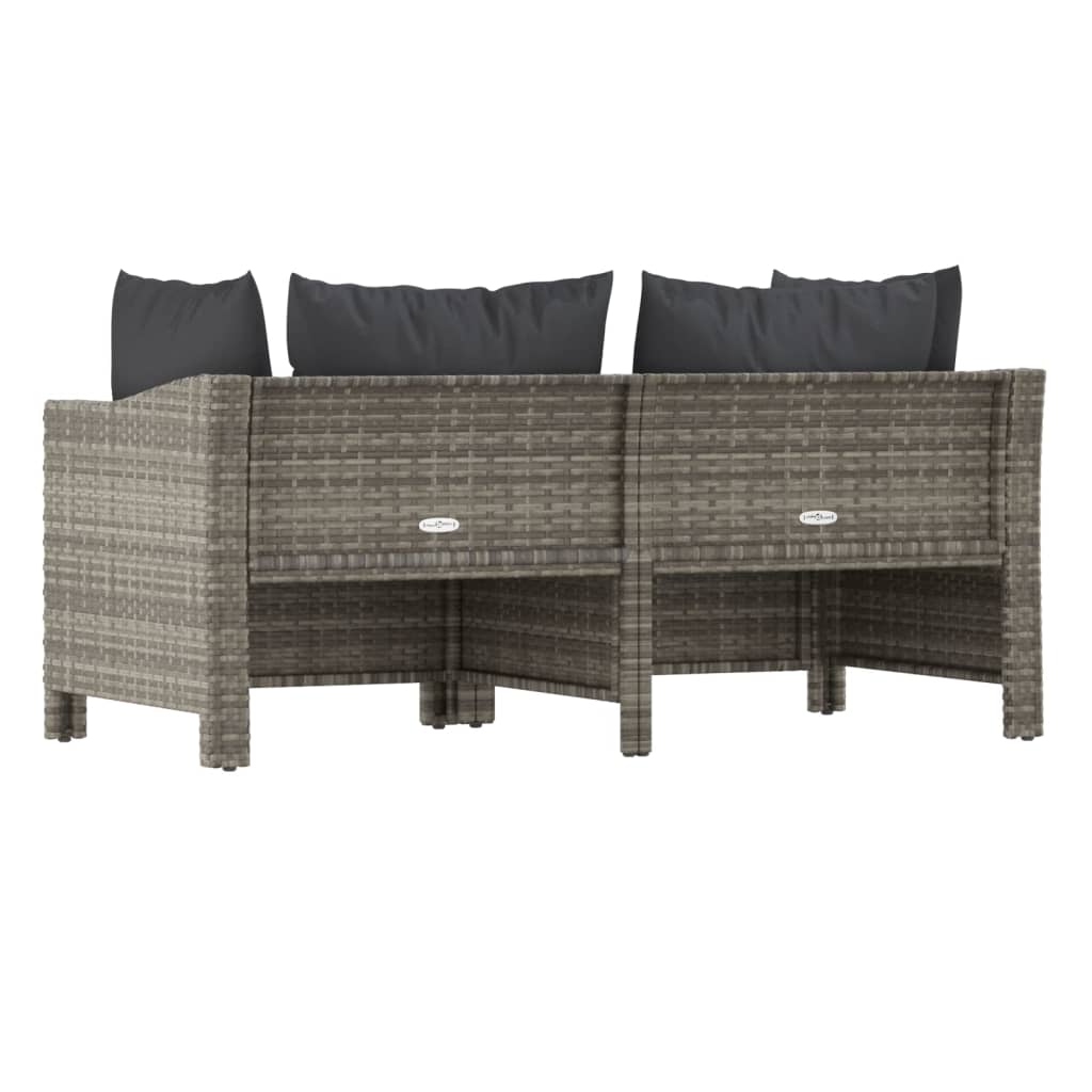 vidaXL 2 Piece Garden Lounge Set with Cushions Grey Poly Rattan