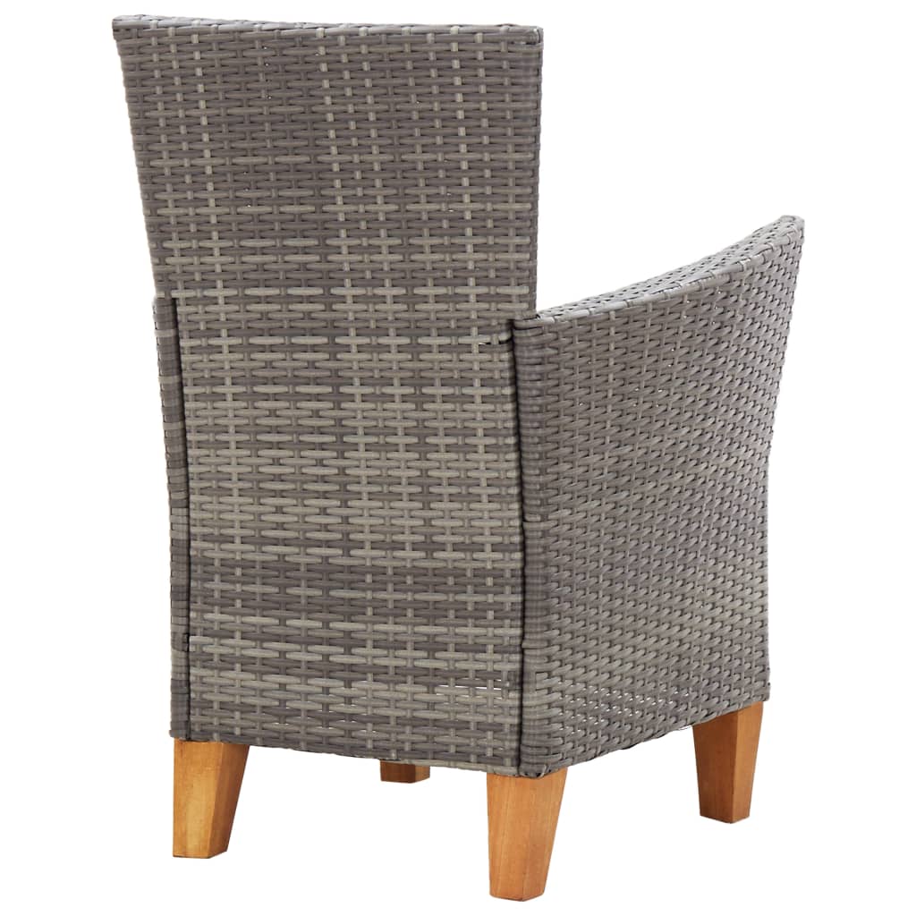 vidaXL Garden Chairs 2 pcs with Cushions Poly Rattan Grey