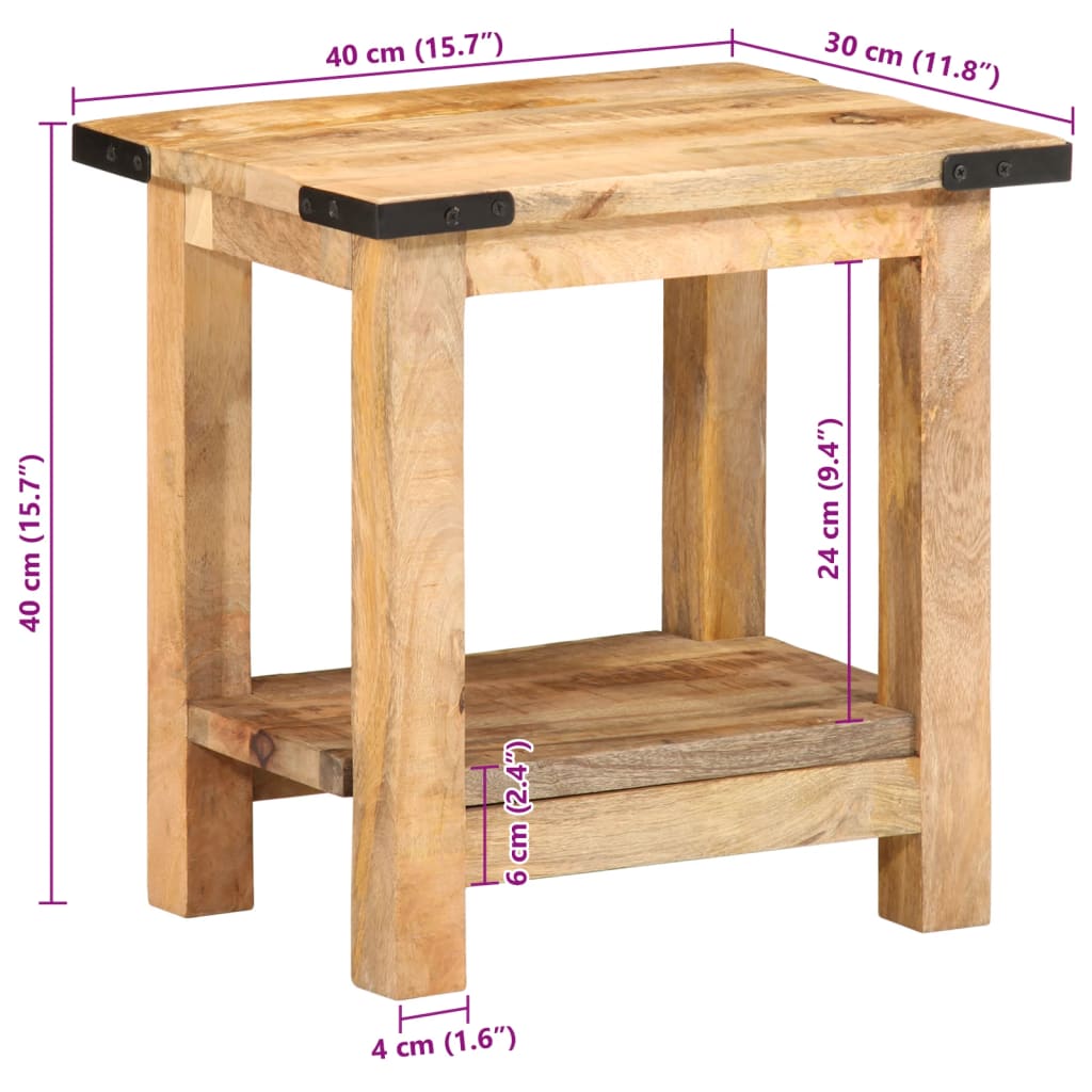 vidaXL Side Table 40x30x40 cm Solid Rough Wood Mango