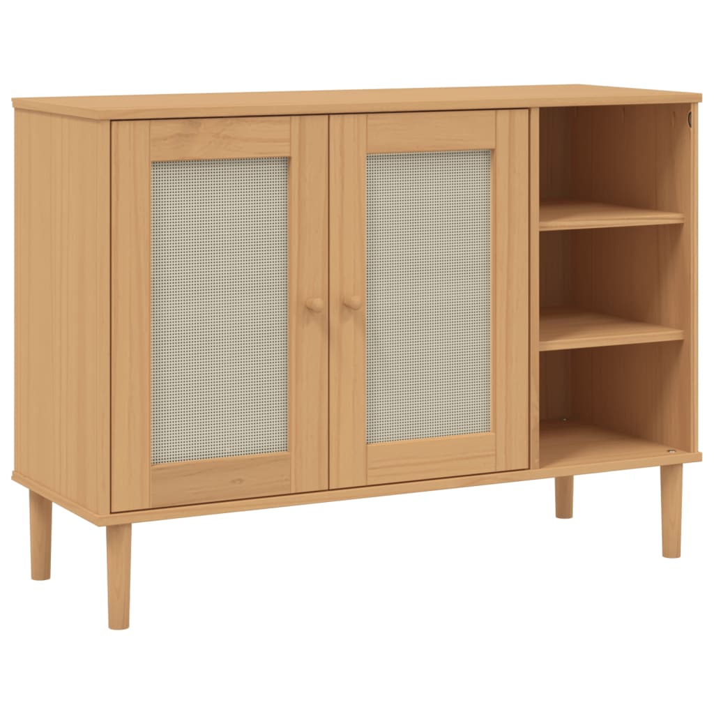 vidaXL Sideboard SENJA Rattan Look Brown 112x40x80cm Solid Wood Pine