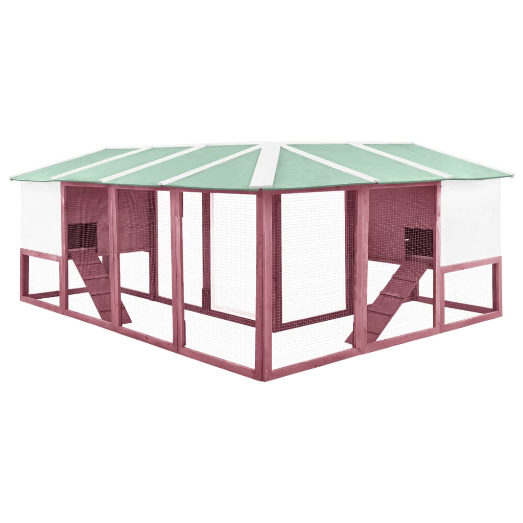 vidaXL Outdoor Rabbit Hutch with Run Mocca and White Solid Fir Wood