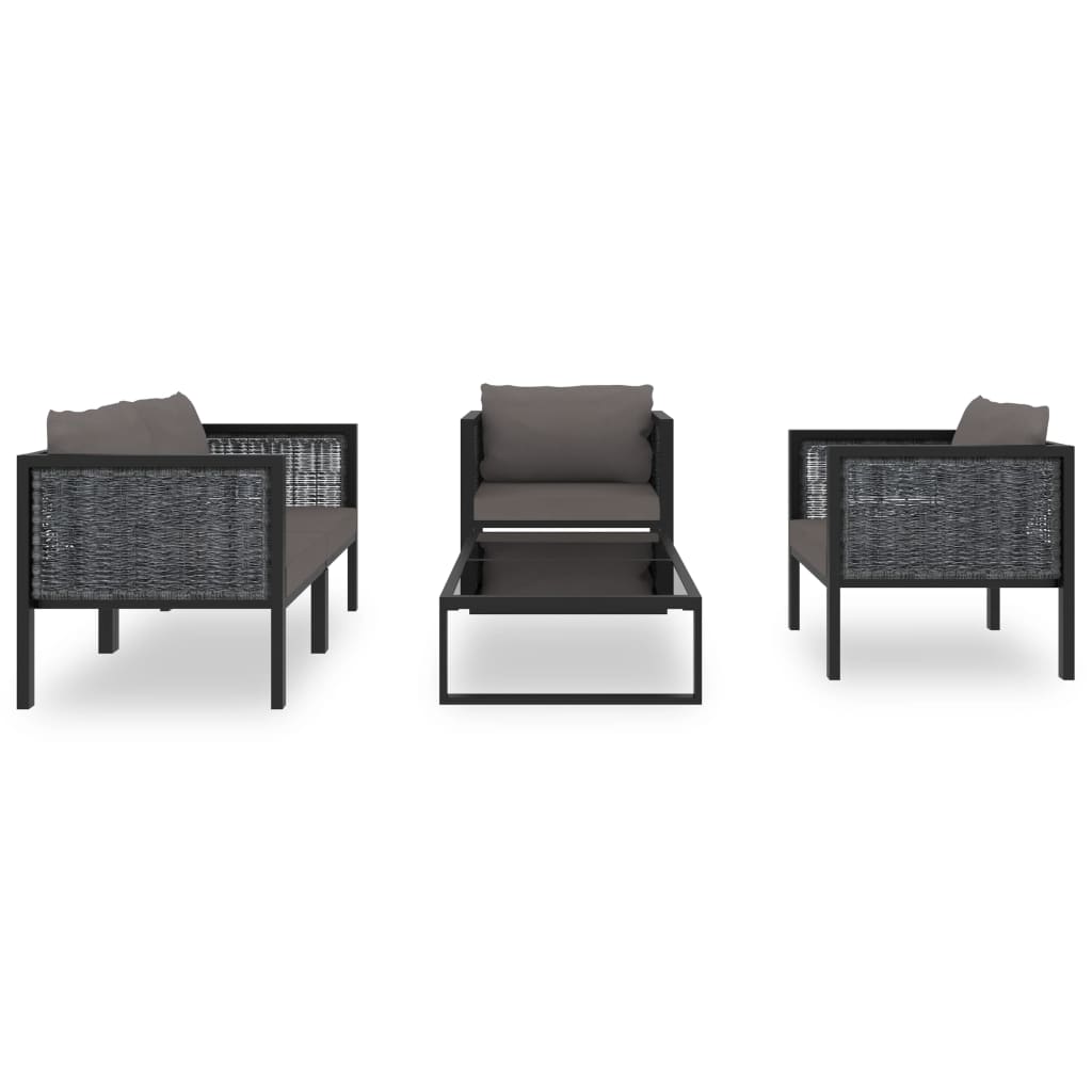 vidaXL 5 Piece Garden Lounge Set with Cushions Poly Rattan Anthracite