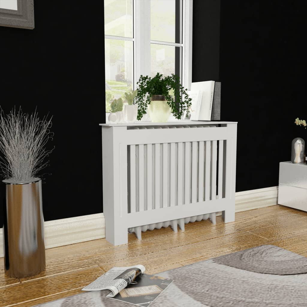 White MDF Radiator Cover Heating Cabinet 112 cm