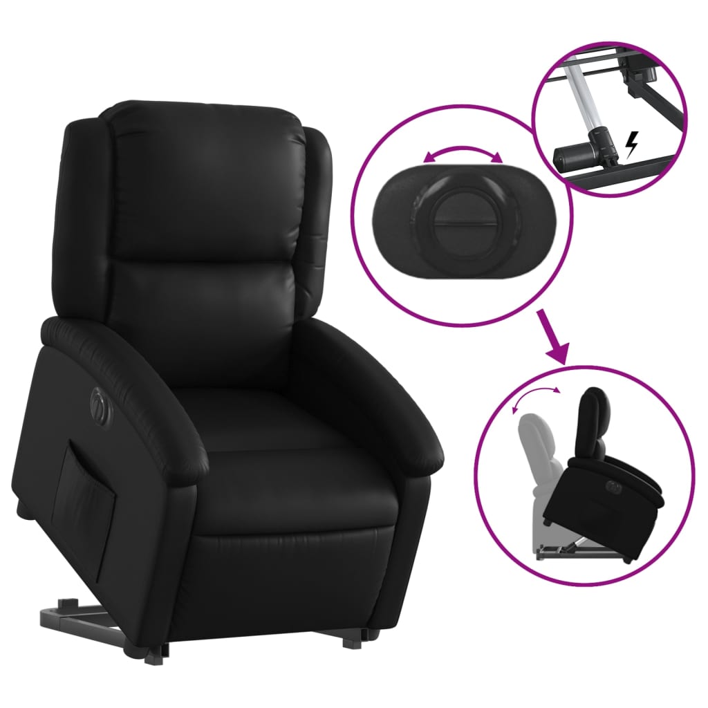 vidaXL Electric Stand up Recliner Chair Black Faux Leather