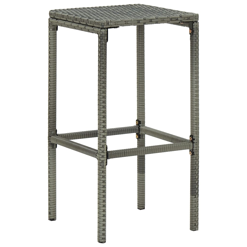 vidaXL Bar Stools with Cushions 3 pcs Grey Poly Rattan