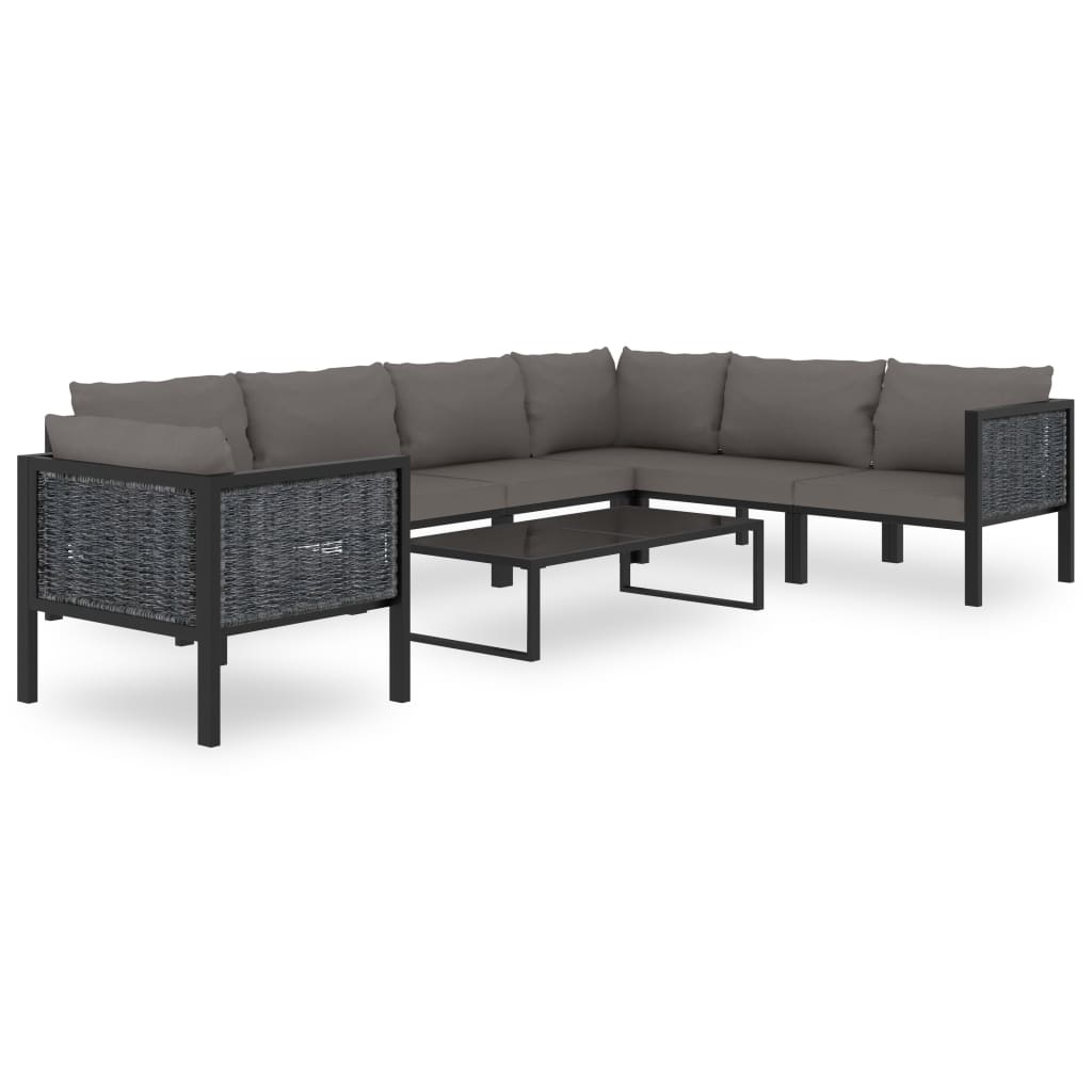 vidaXL Sectional Corner Sofa with Left Armrest Poly Rattan Anthracite