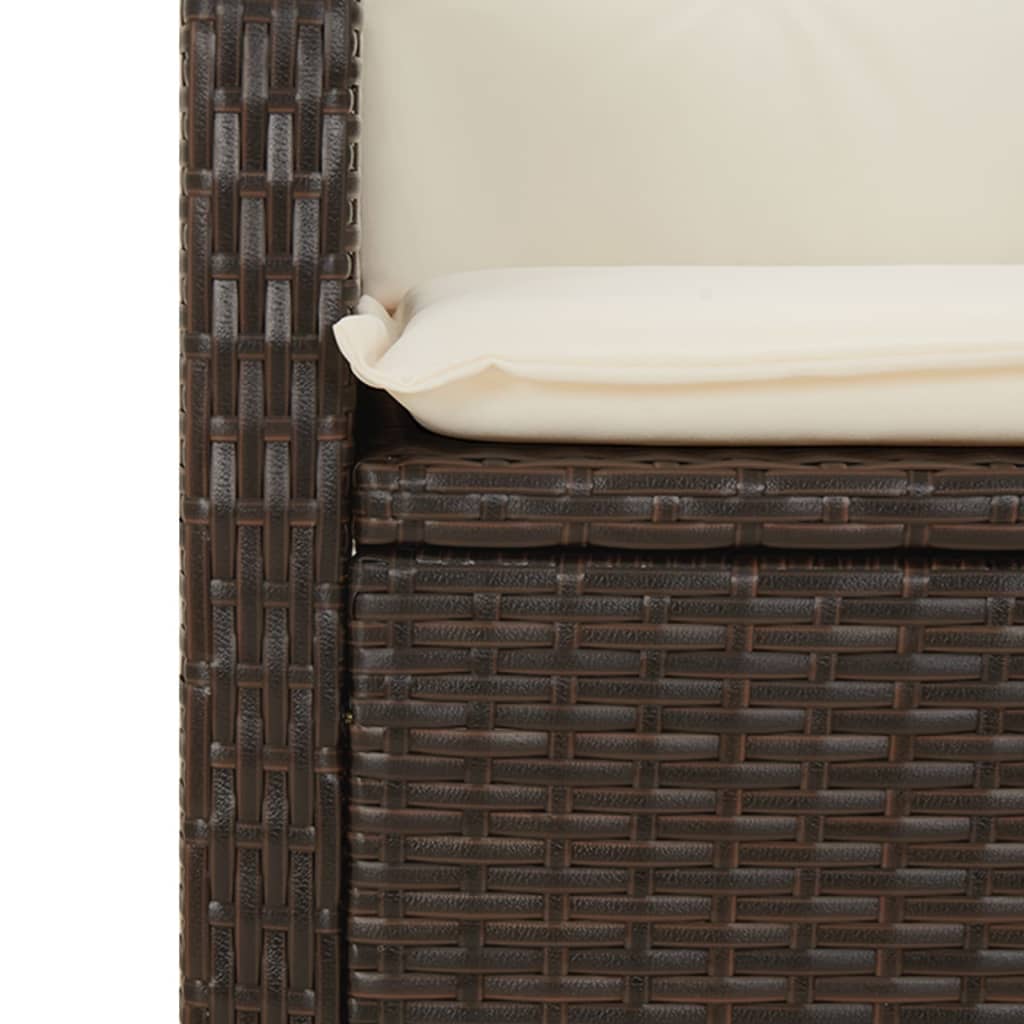 vidaXL Reclining Garden Chair with Cushions Brown Poly Rattan