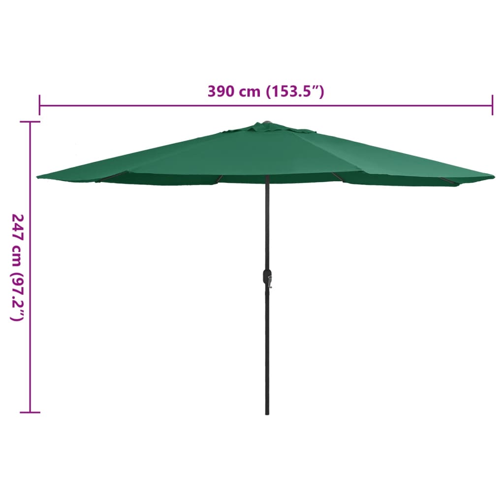 vidaXL Garden Parasol with Metal Pole 390 cm Green