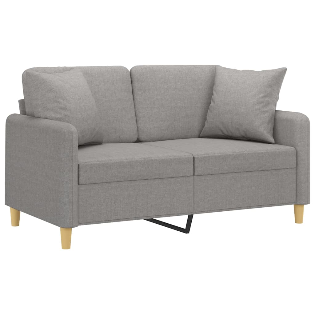 vidaXL 2-Seater Sofa with Pillows&Cushions Light Grey 120 cm Fabric