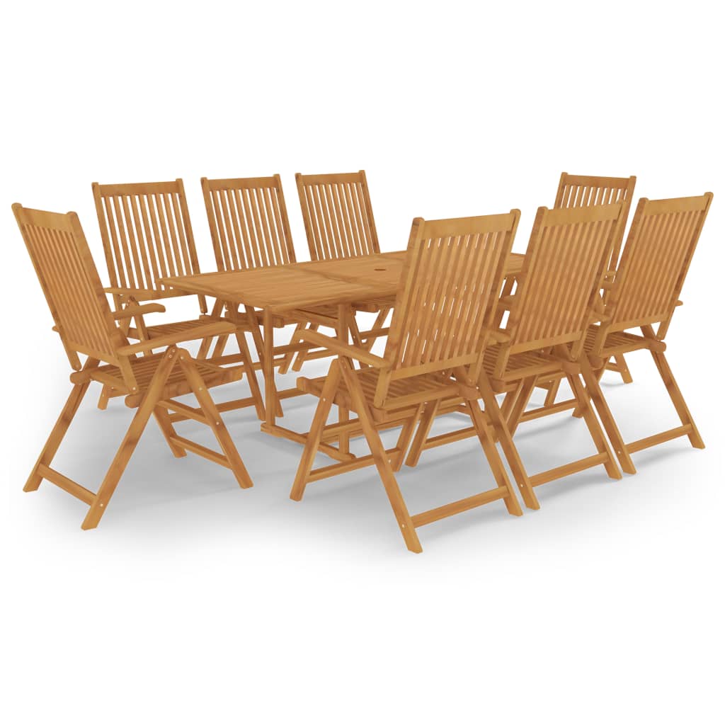 vidaXL 9 Piece Garden Dining Set Solid Teak Wood