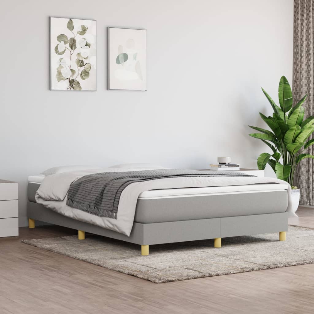 vidaXL Box Spring Bed Frame Light Grey 152x203 cm Queen Fabric