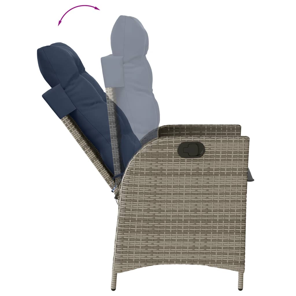 vidaXL 9 Piece Garden Dining Set with Cushions Grey Poly Rattan