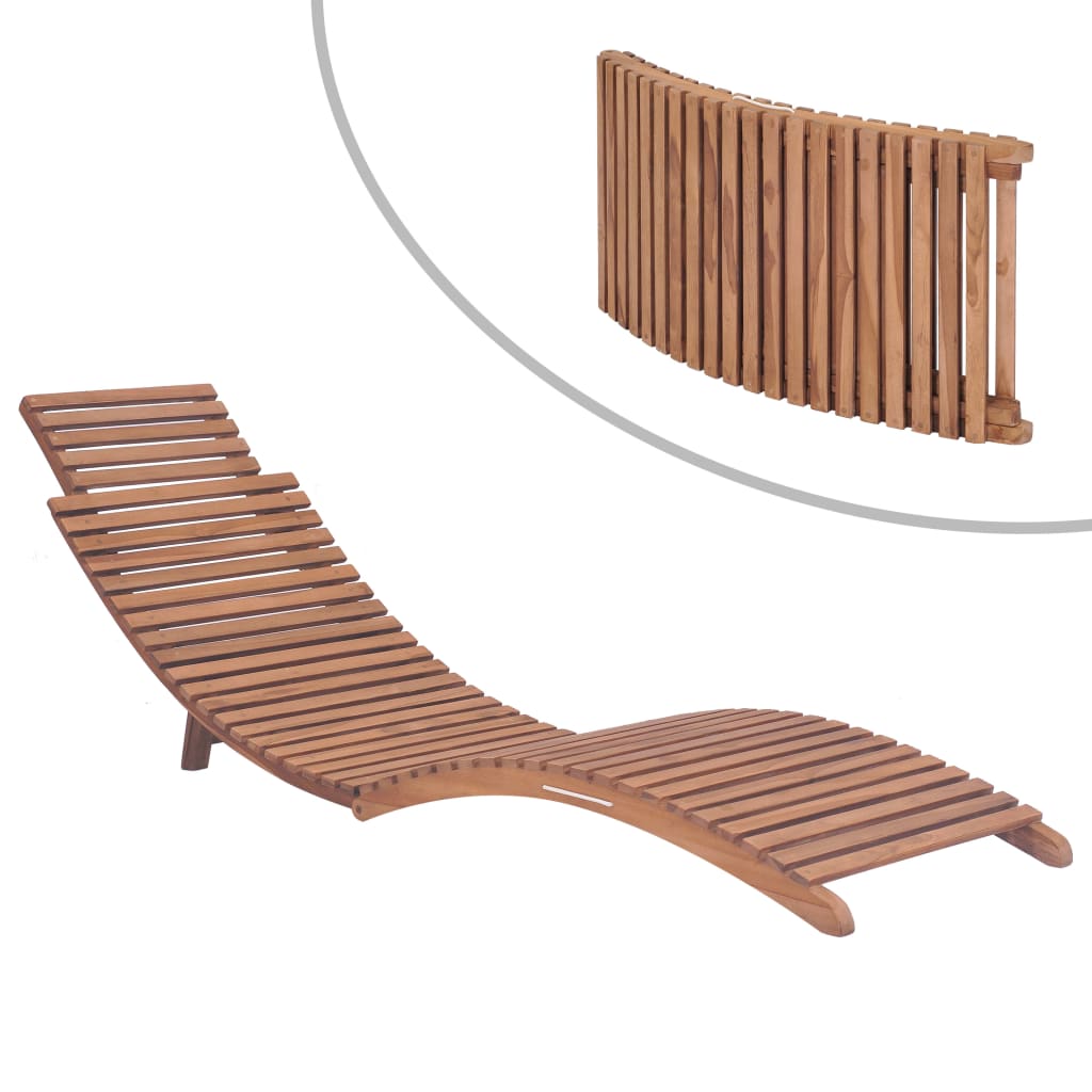 vidaXL Folding Sun Loungers 2 pcs Solid Teak Wood