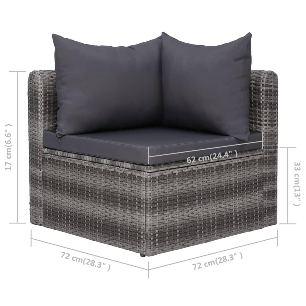 vidaXL 10 Piece Garden Lounge Set with Cushions Poly Rattan Grey