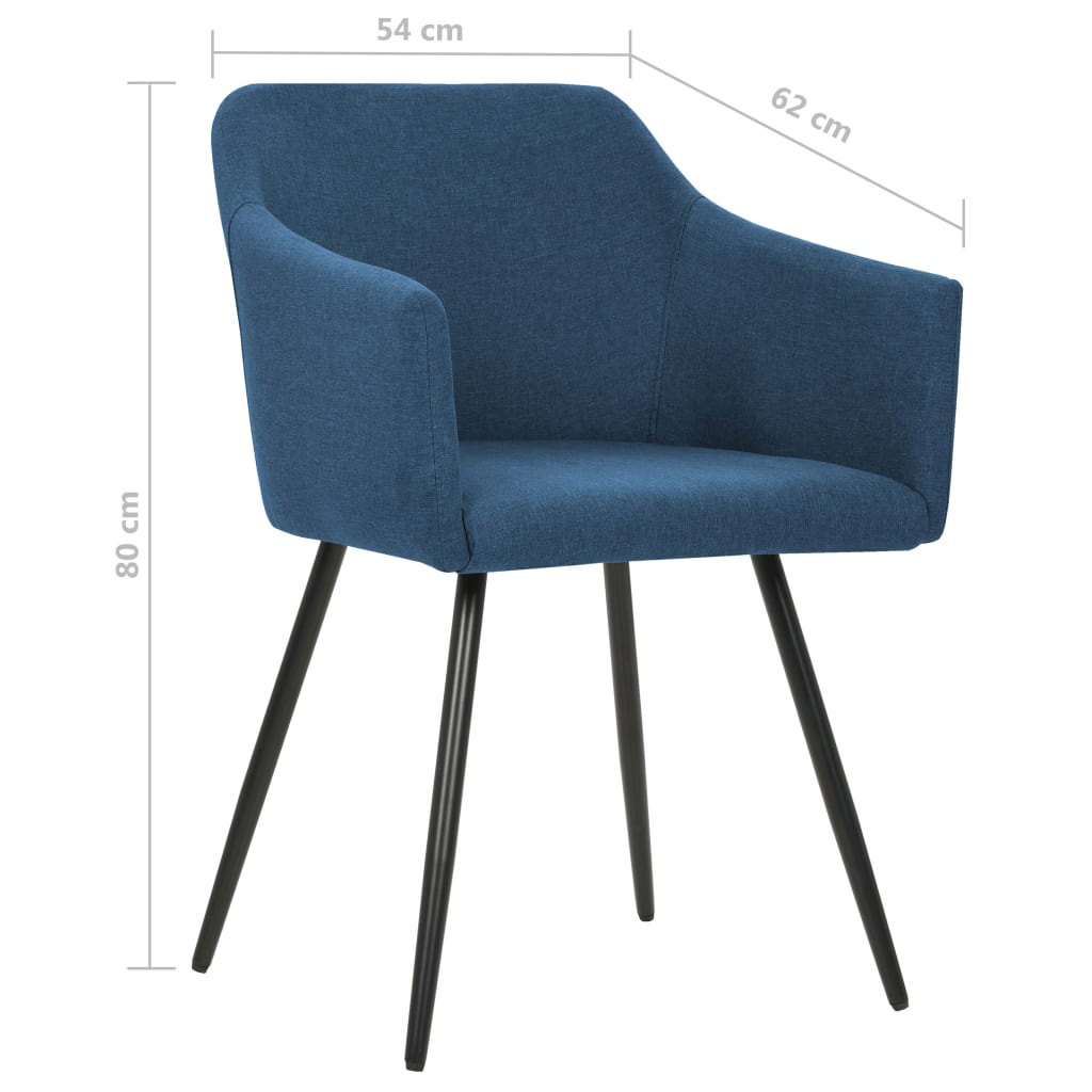 vidaXL Dining Chairs 2 pcs Blue Fabric